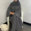 أحدث فساتين نسائية سروال قصير عباية مغلقة ملابس إسلامية عباية متواضعة فستان نسائي مسلم مع جيوب ملابس تقليدية