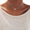 قلادة عنق على شكل قلب للنساء من SUMENG-Love ، سلسلة متعددة الطبقات ، طراز جميل ، بطبقتين ، هدية لفتاة ، موضة جديدة ،