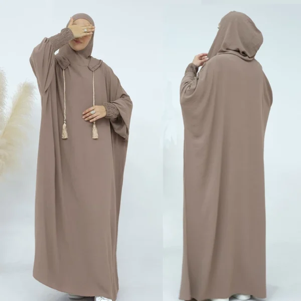 عبايات نسائية بشرابة ملابس صلاة إسلامية بغطاء للرأس ، رمضان ، أحادي اللون ، كاجوال ، كم جناح الخفاش ، رداء عربي ، رداء شرقي ، عيد ، جلاب