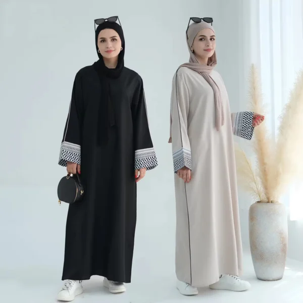 عباية مطبوعة من الكتان مع مربوطة للنساء ، عباية غير رسمية ، ملابس رمضان العصرية ، إسرائيل ، قفطان متواضع ، عباية مغلقة