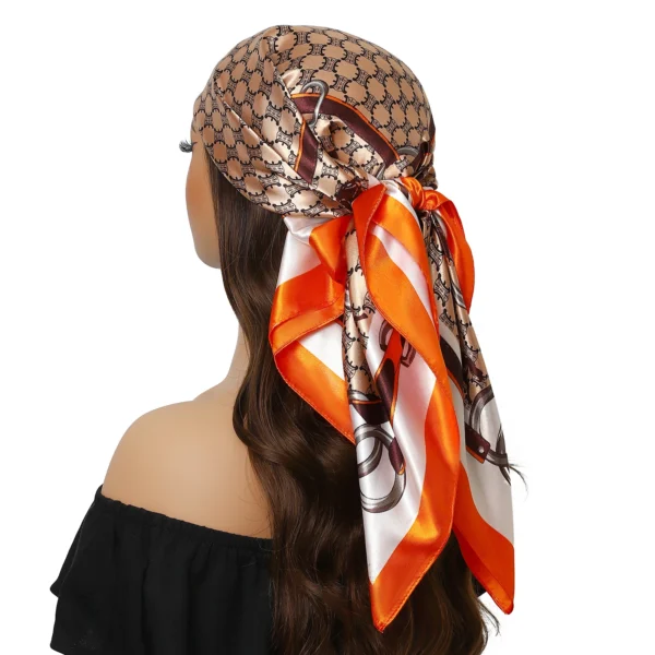 الأوشحة الحريرية النساء طباعة Foulard الساتان ساحة رئيس الحجاب وشاح للسيدات الفاخرة العلامة التجارية شالات 90 سنتيمتر باندانا الإناث الخمار وشاح