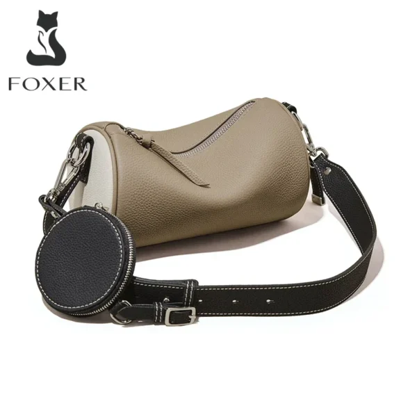 Foxer-جلد البقر حقيبة الكتف للنساء ، 2 في 1 رسول حقيبة ، 2 الأشرطة ، حقائب تحت الإبط Crossbody ، هدية خمر لسيدة