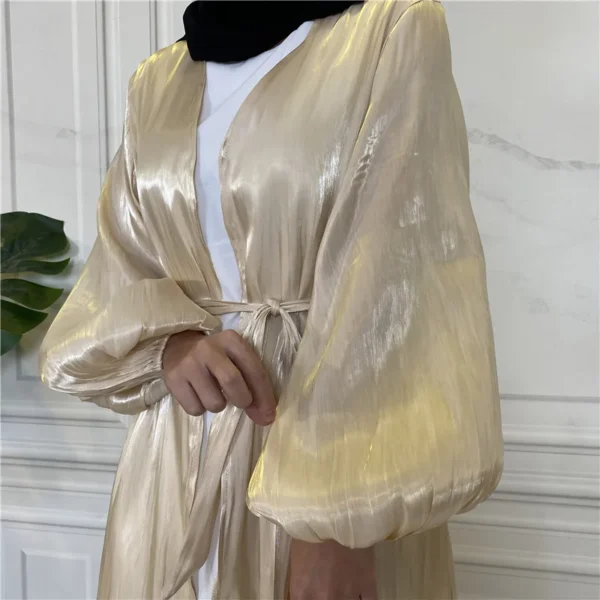 عبايات-فستان إسلامي بحزام إسلامي ، عبايات أنيقة ، عبايات ، عبايات ، مسلمات ، موضة ، مسلمات ، سترة عيد ، بأكمام منفوخة