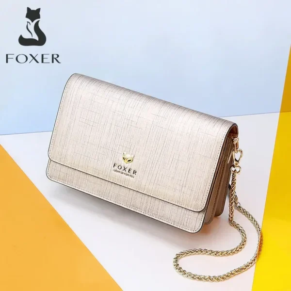 FOXER العلامة التجارية أزياء المرأة حقيبة انقسام الجلود الإناث أنيق صغير رفرف الكتف حقيبة سيدة شيك رسول أكياس و أكياس Crossbody