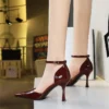 الصيف النساء 8 سنتيمتر عالية الكعب بورجوندي عارية لامعة الصنادل الجلدية المصارع ملهى ليلي Sandles سيدة الأوسط الكعب الكاحل حذاء بسيور