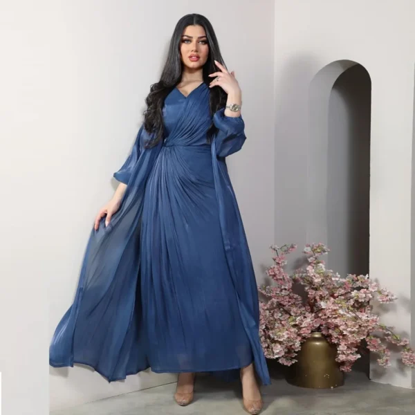 عباية كيمونو طقم إسلامي مطابق للنساء ، عبايات رمضان ، دبي ، تركيا ، فستان حجاب داخلي ، ملابس إسلامية عربية ، جلباب ، جديد ، 2 *