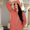 رداء إسلامي بالخرز الماسي ، عباية إسلامية ، ملابس عرقية ، فستان ماكسي بأكمام طويلة ، حافة منقسمة ، فساتين حفلات فاخرة ، عيد