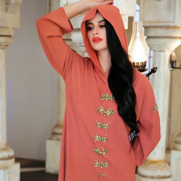 رداء إسلامي بالخرز الماسي ، عباية إسلامية ، ملابس عرقية ، فستان ماكسي بأكمام طويلة ، حافة منقسمة ، فساتين حفلات فاخرة ، عيد
