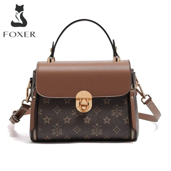 FOXER-PVC حقيبة جلدية رسول رفرف للنساء ، Vintage ، توقيع ، والأزياء الرجعية ، وحقيبة يد الإناث ، عادية ، سيدة ، بو الكتف ، حقائب كروسبودي