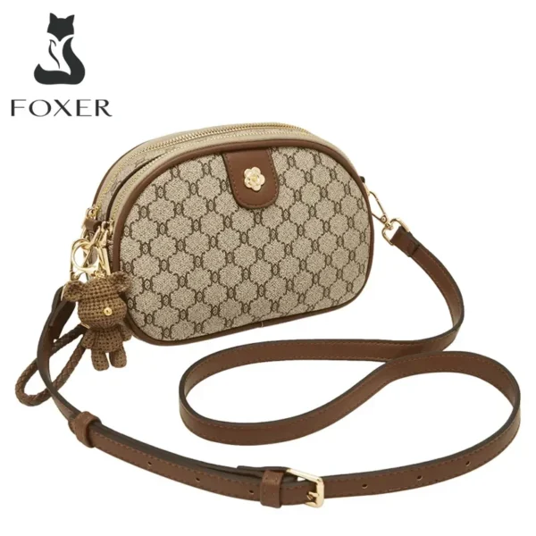 حقيبة كتف نسائية هدية من FOXER Monogram مصنوعة من مادة PVC حقيبة كتف صغيرة للهاتف للسيدات حقائب كروس بسحاب من مادة PVC