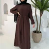 عباية أنيقة بلون القهوة لعام 2025 ملابس نسائية فستان متواضع دبي قفطان إسلامي رداء ماروكين نسائي Musulmane بتصميم بحزام
