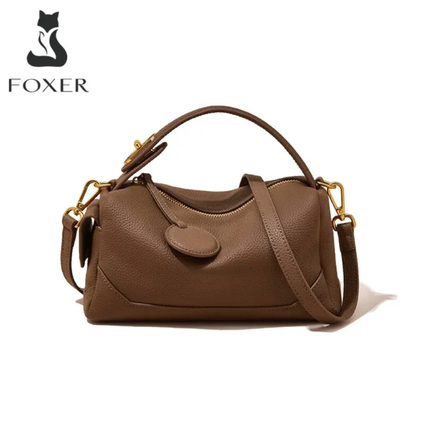 حقيبة كتف Foxer-Cowhide للنساء ، تصميم سيدة ، حقيبة يد صغيرة ، حقيبة يد من الجلد الطبيعي ، حقائب كروس بودي أنيقة للإناث ، جودة عالية