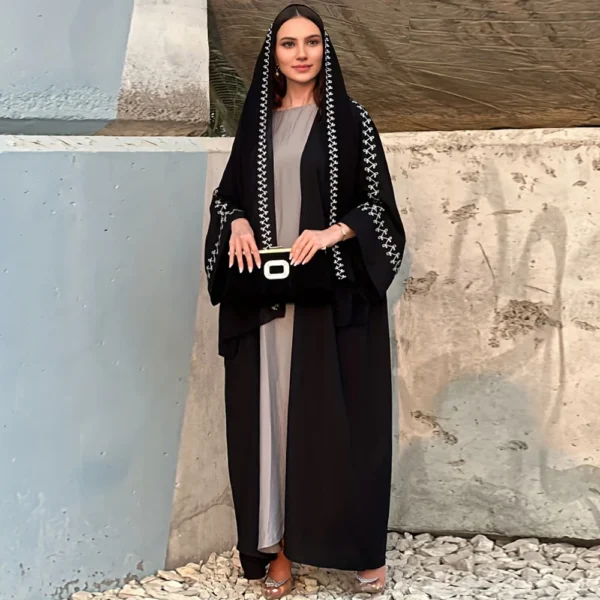 أزياء أبازيم مطرزة عباية فستان حجاب كيمونو معطف أبلى المرأة طويلة الأكمام فضفاضة العربية مسلم دبي القفطان المغربي